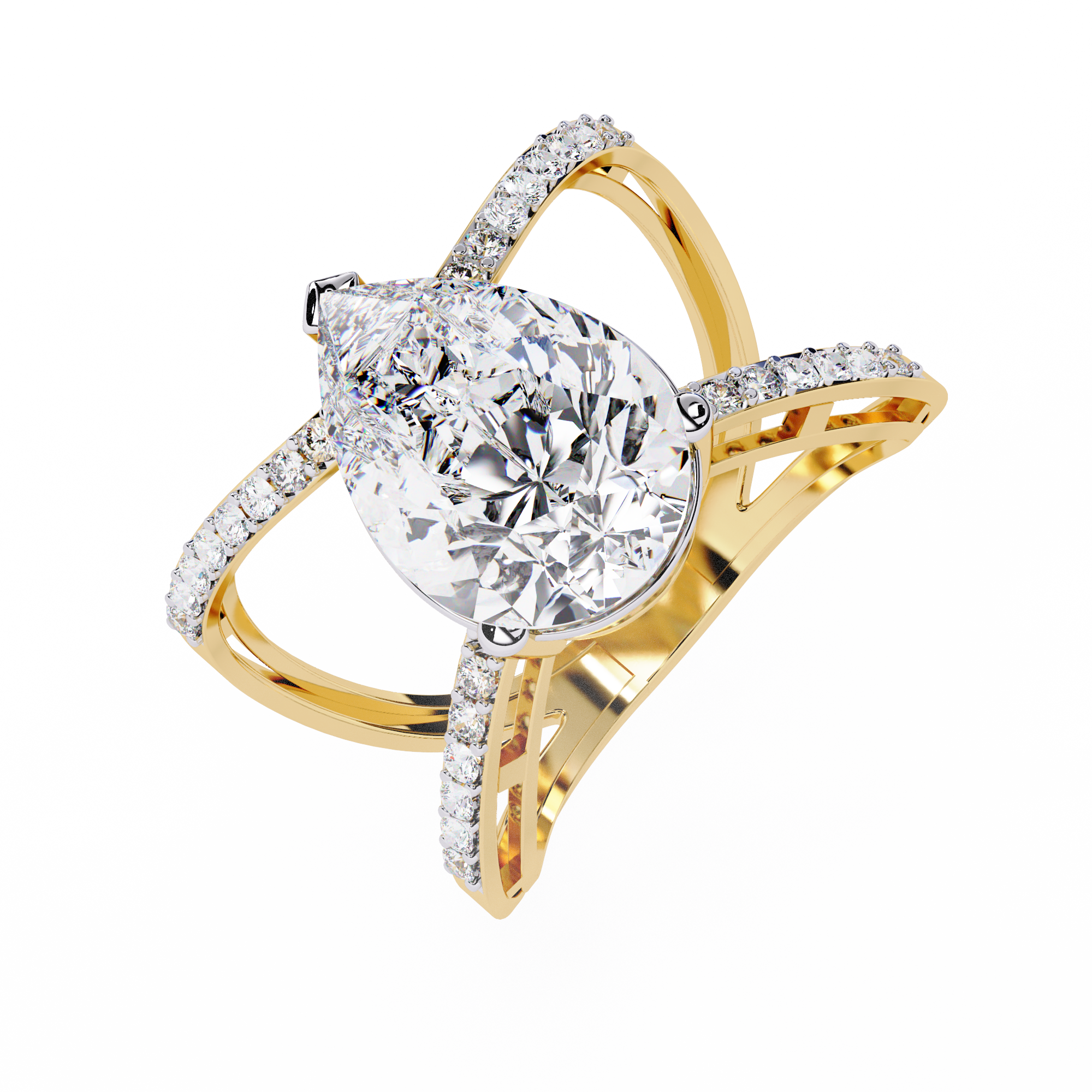 4.62 CT Twisted Lab Grown Diamond Ring – 14K Yellow Gold